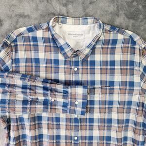 Officine Generale Paris 6e Shirt Long Sleeve Mens XXL Blue Check Lightweight